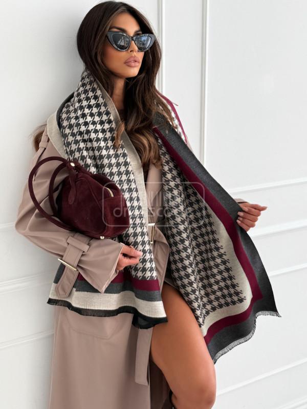 szal-pepitka-graphiteburgund